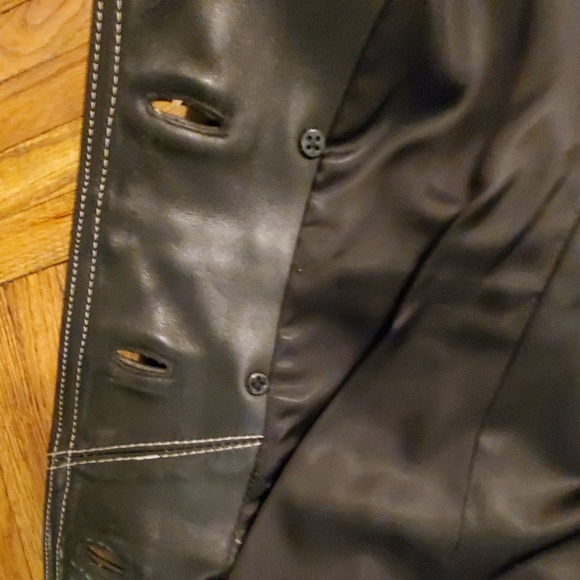 Unique '90's, Vintage Black Leather Peacoat - M - Picture 8 of 8